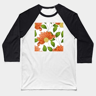 Spring Pattern with Floral Motifs Baseball T-Shirt